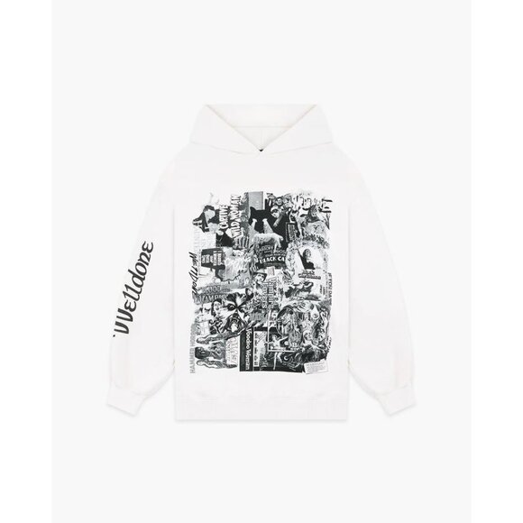 WE11DONE Men's Horror Collage Hoodie Size L In Ivory